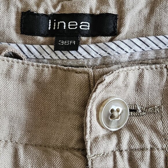 Linea Pants Mens 36R Beige Linen Pockets Classic Drawstrings Minimalist Preppy - Picture 3 of 15